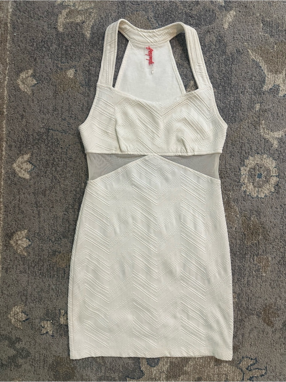 Free People White Textured Mesh Cutout Bodycon Mini Dress Women’s Small